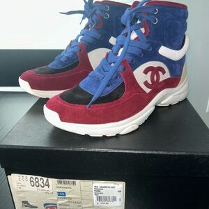 CHANEL Red and Blue Women's Sneakers